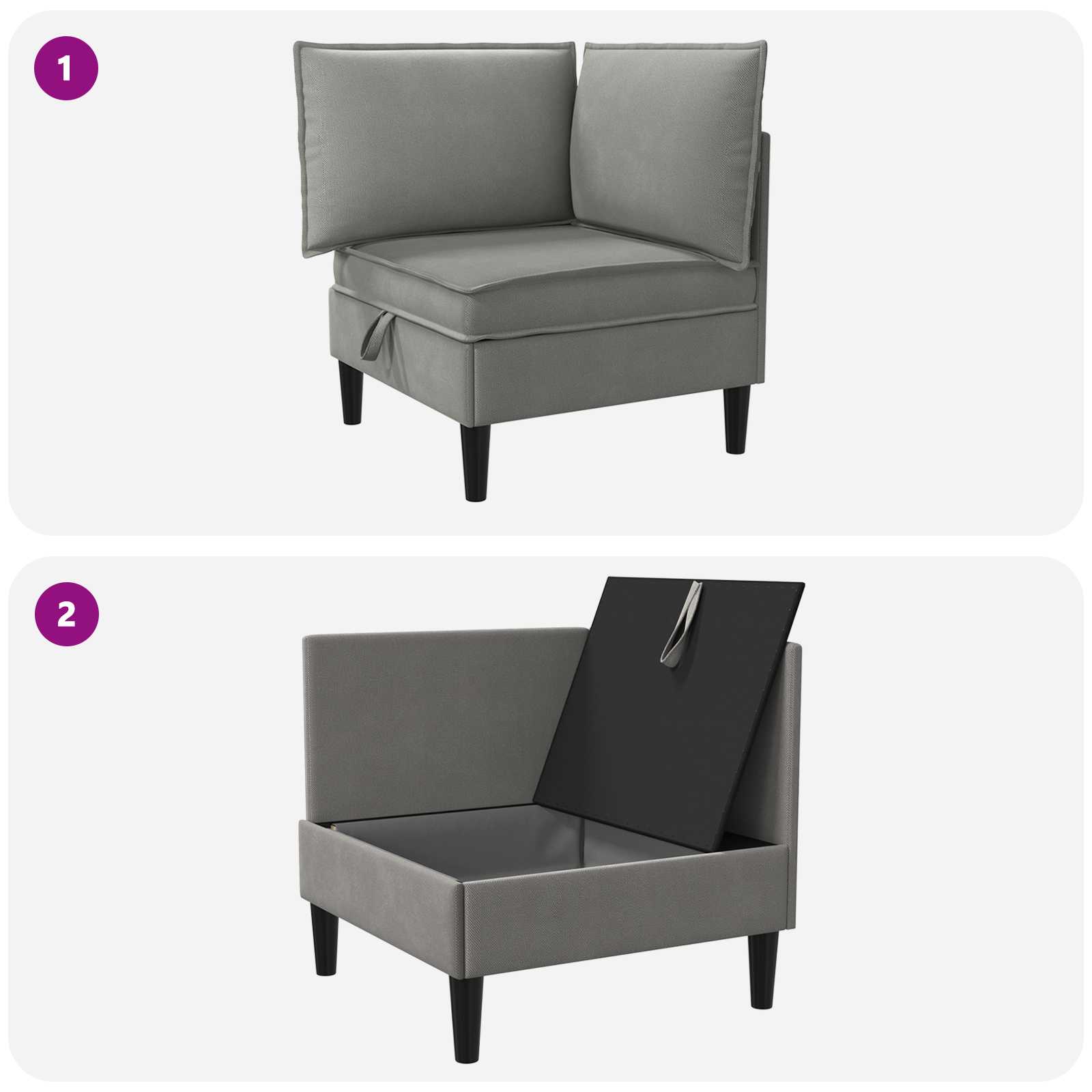 Hoeksofa met Opbergruimte Donkergrijs Fluweel is nu te koop bij PeponiXL, paradijselijk wonen!