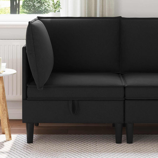 Hoeksofa met Opbergruimte Zwart Fluweel is nu te koop bij PeponiXL, paradijselijk wonen!