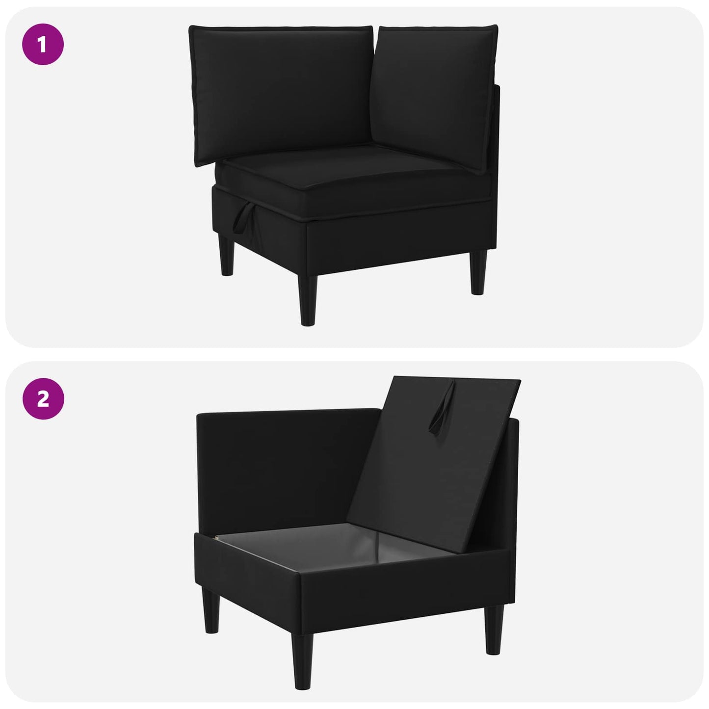 Hoeksofa met Opbergruimte Zwart Fluweel is nu te koop bij PeponiXL, paradijselijk wonen!