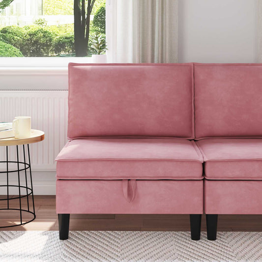 Middelste Bank met Opbergruimte Roze Fluweel is nu te koop bij PeponiXL, paradijselijk wonen!