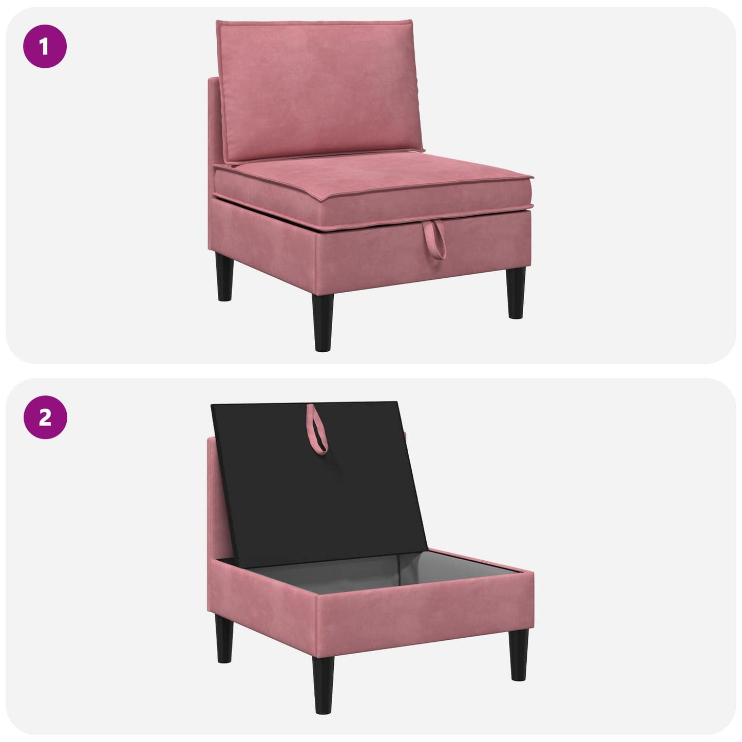 Middelste Bank met Opbergruimte Roze Fluweel is nu te koop bij PeponiXL, paradijselijk wonen!