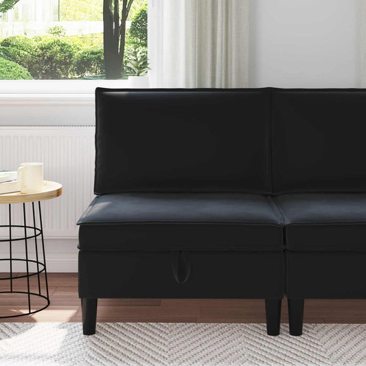 Middelste Bank met Opbergruimte Zwart Fluweel is nu te koop bij PeponiXL, paradijselijk wonen!