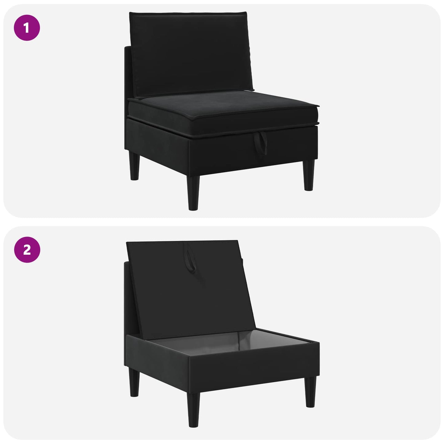 Middelste Bank met Opbergruimte Zwart Fluweel is nu te koop bij PeponiXL, paradijselijk wonen!