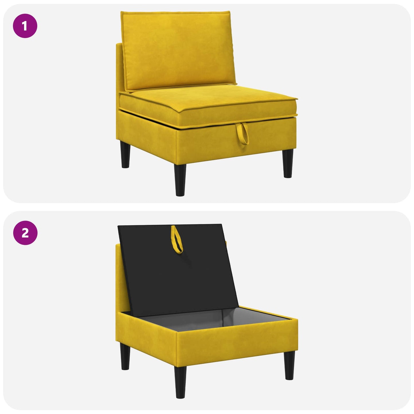 Middelste Bank met Opbergruimte Geel Fluweel is nu te koop bij PeponiXL, paradijselijk wonen!