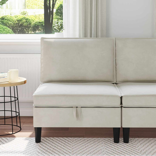Middelste Bank met Opbergruimte Crèmekleurig Fluweel is nu te koop bij PeponiXL, paradijselijk wonen!