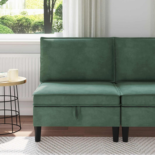 Middelste Bank met Opbergruimte Zeegroen Fluweel is nu te koop bij PeponiXL, paradijselijk wonen!