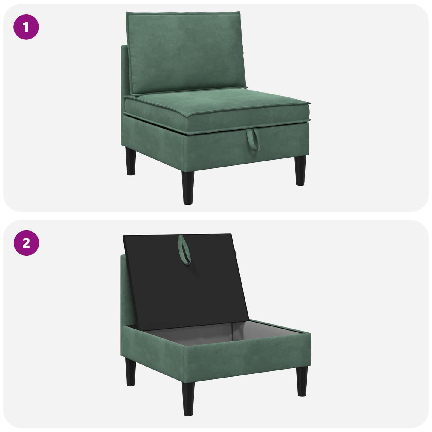 Middelste Bank met Opbergruimte Zeegroen Fluweel is nu te koop bij PeponiXL, paradijselijk wonen!