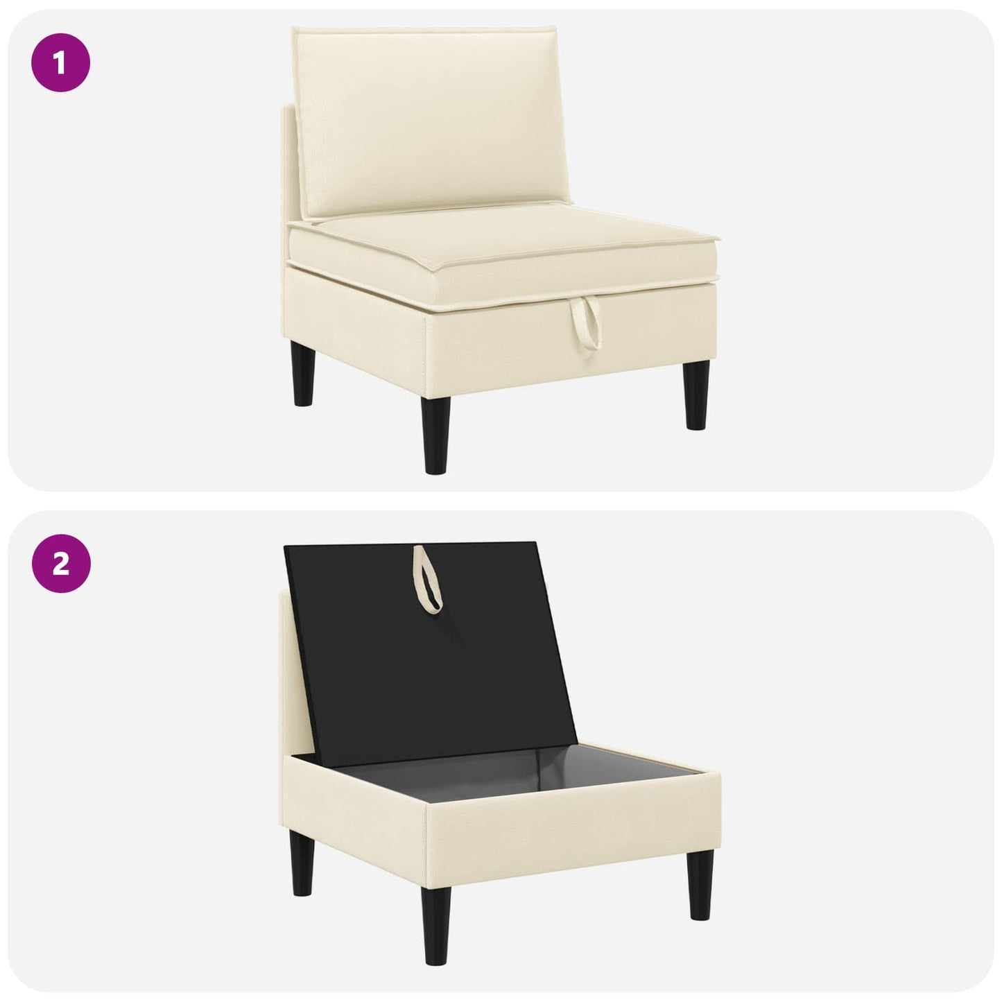 Middelse Sofa met Opbergruimte Crèmekleurig Fluweel is nu te koop bij PeponiXL, paradijselijk wonen!