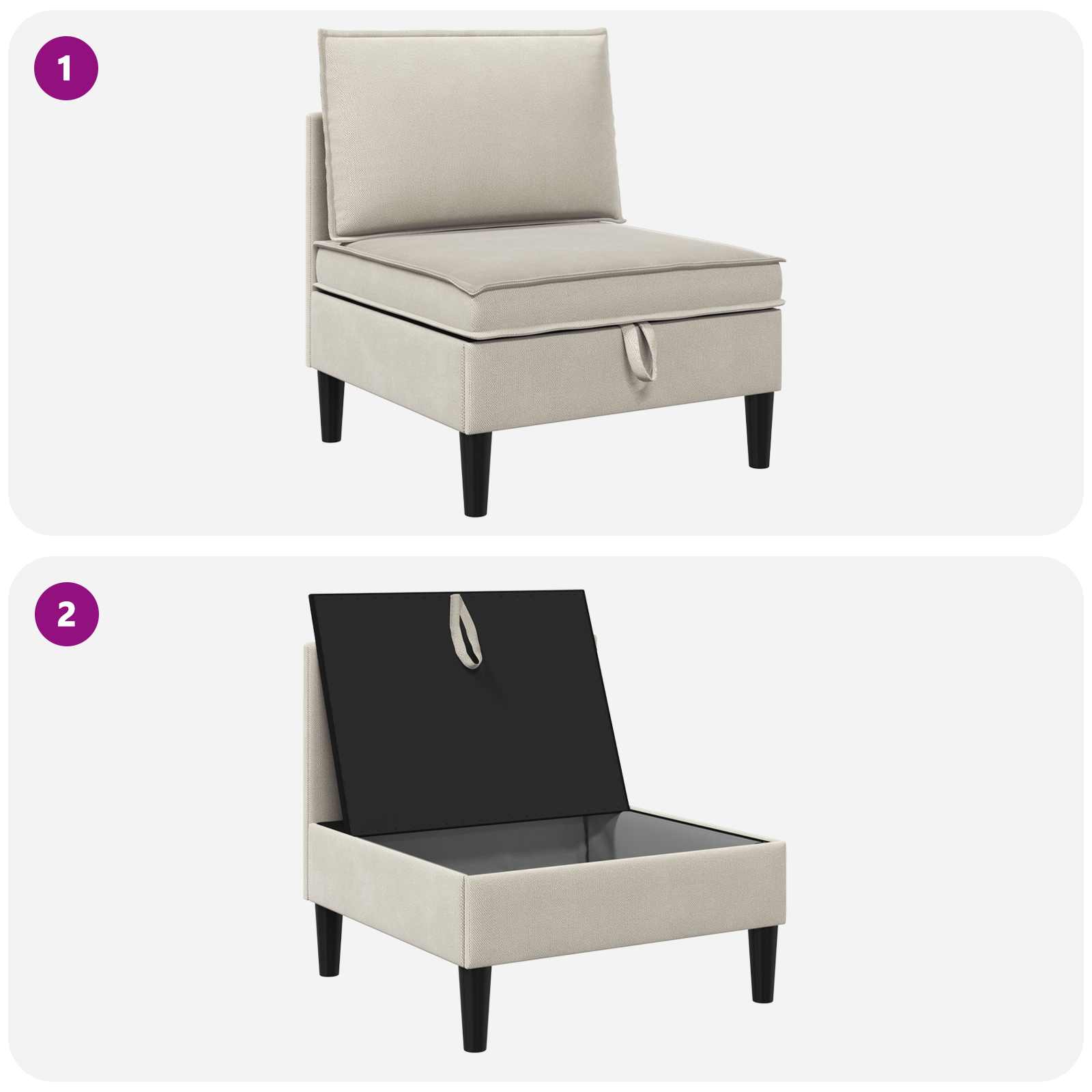 Middelse Sofa met Opbergruimte Havermout Fluweel is nu te koop bij PeponiXL, paradijselijk wonen!