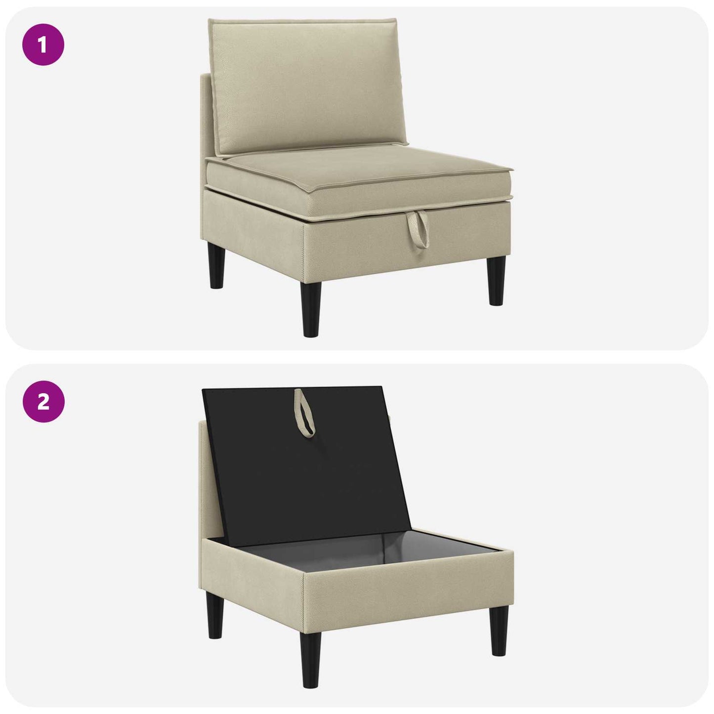 Middelse Sofa met Opbergruimte Zand Fluweel is nu te koop bij PeponiXL, paradijselijk wonen!