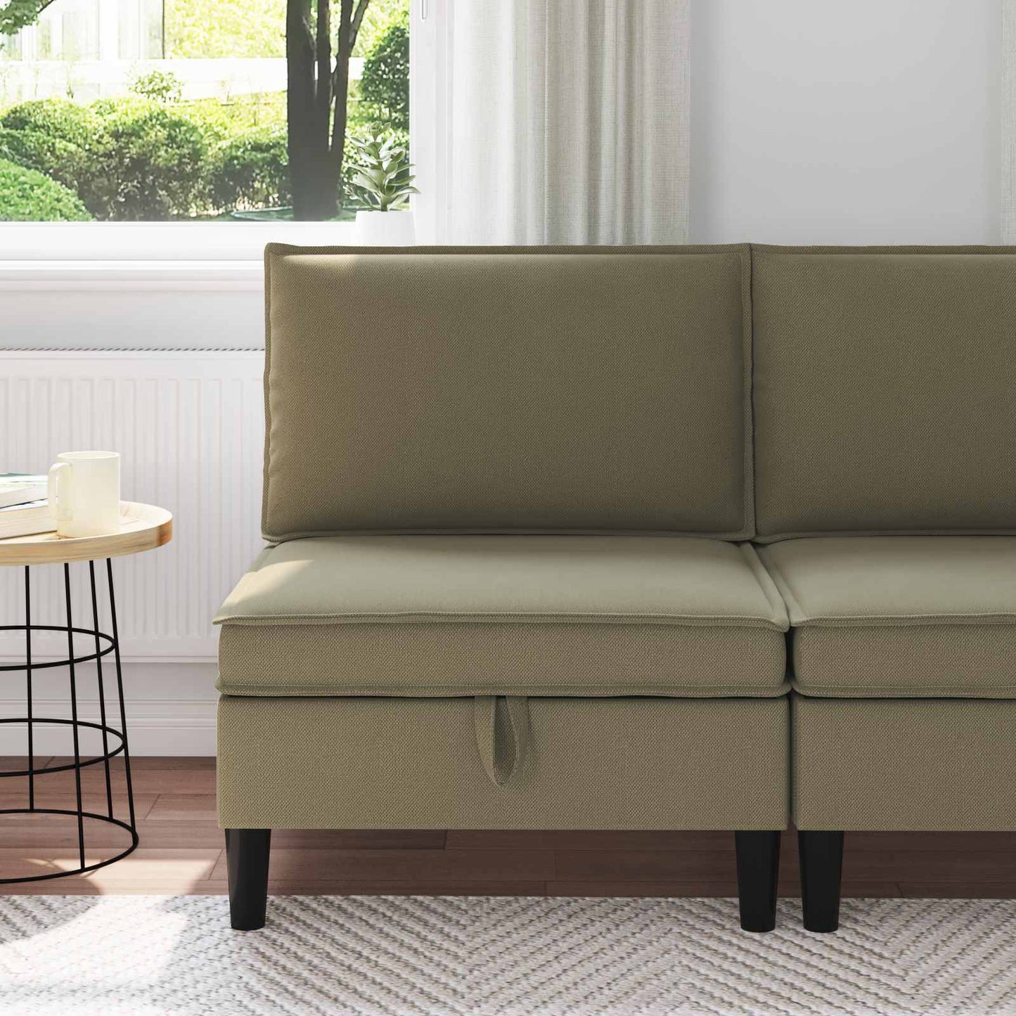 Middelse Sofa met Opbergruimte Kaki Fluweel is nu te koop bij PeponiXL, paradijselijk wonen!