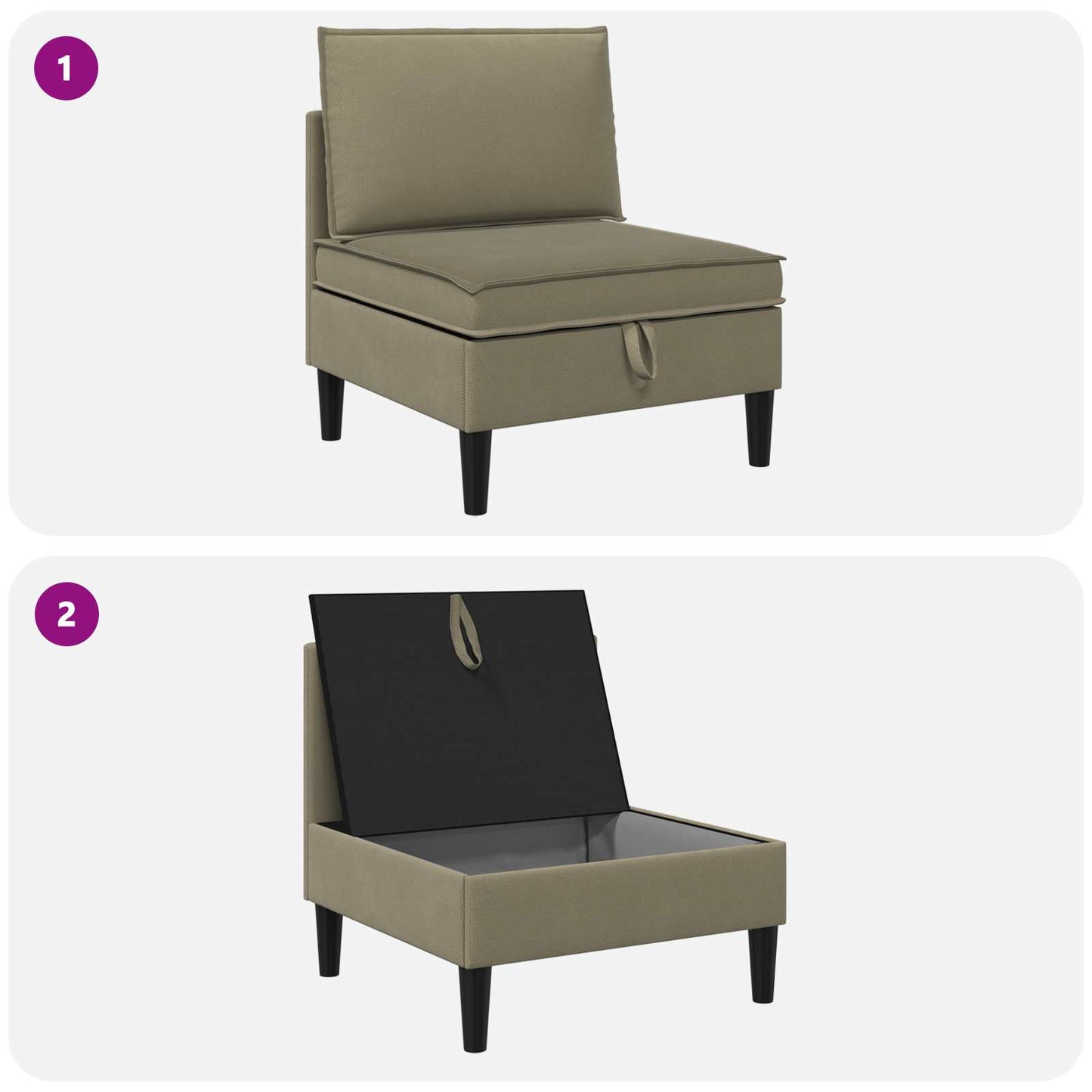 Middelse Sofa met Opbergruimte Kaki Fluweel is nu te koop bij PeponiXL, paradijselijk wonen!