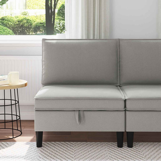 Middelse Sofa met Opbergruimte Lichtgrijs Fluweel is nu te koop bij PeponiXL, paradijselijk wonen!