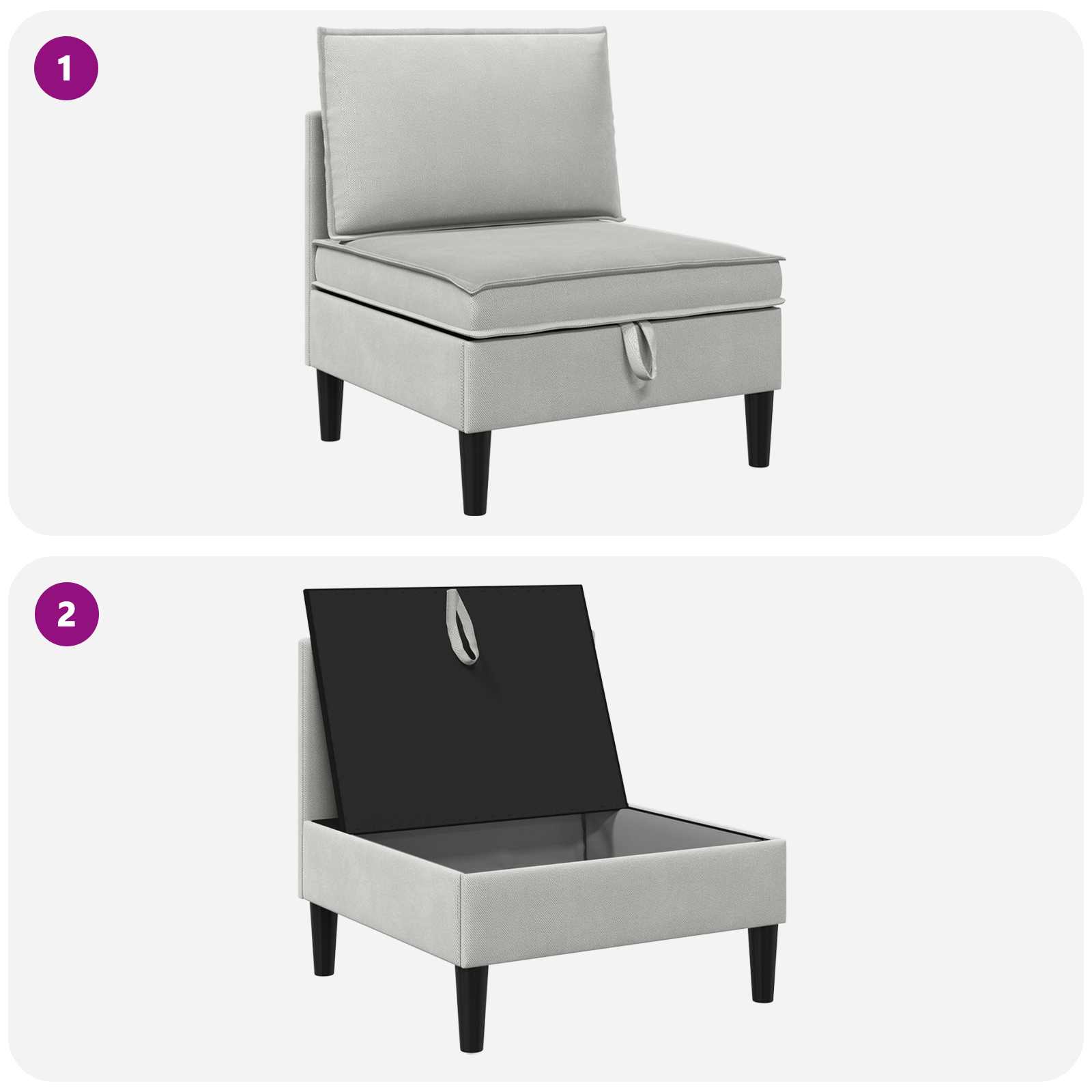 Middelse Sofa met Opbergruimte Lichtgrijs Fluweel is nu te koop bij PeponiXL, paradijselijk wonen!
