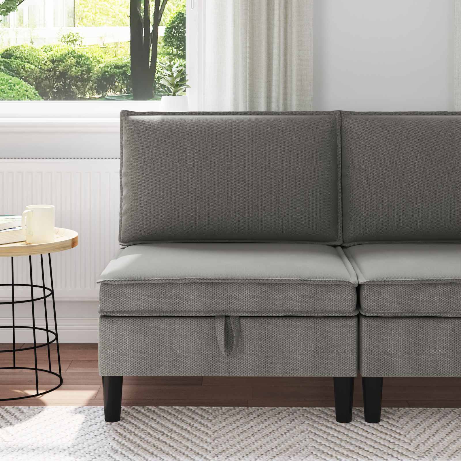 Middelse Sofa met Opbergruimte Donkergrijs Fluweel is nu te koop bij PeponiXL, paradijselijk wonen!