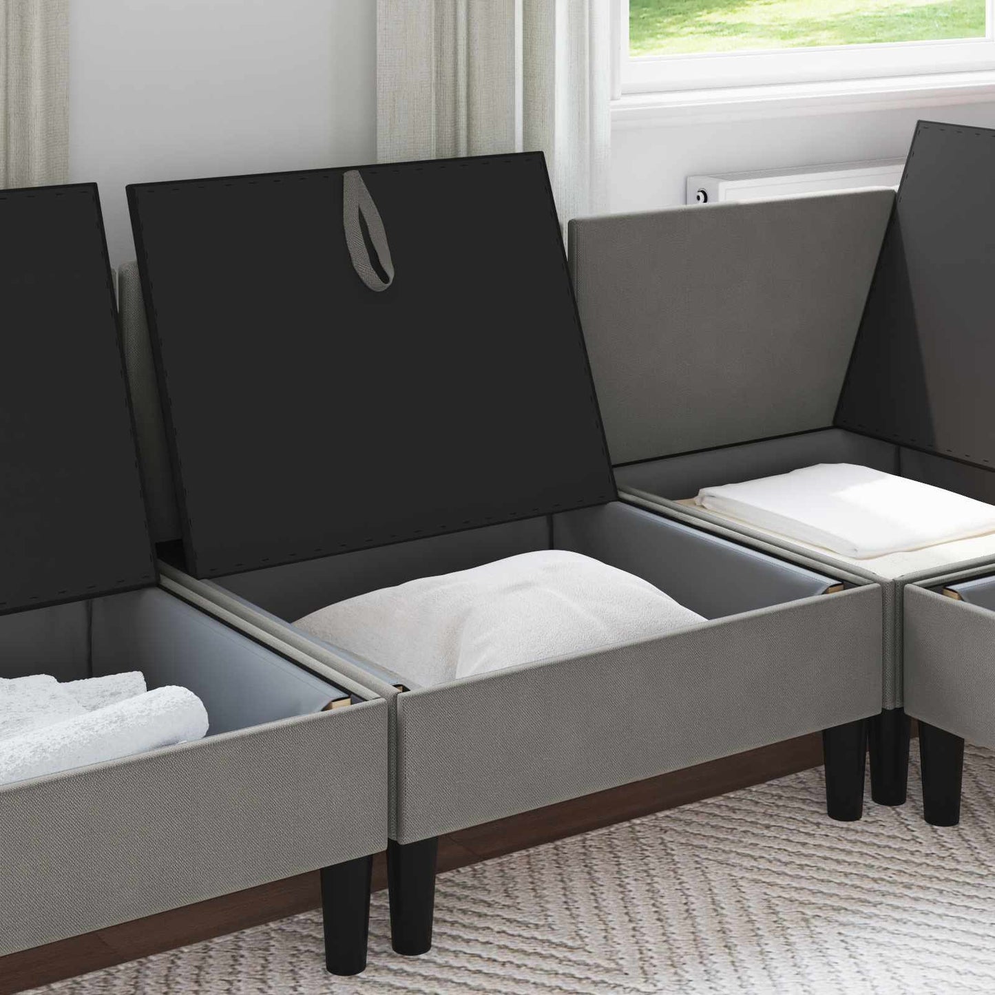 Middelse Sofa met Opbergruimte Donkergrijs Fluweel is nu te koop bij PeponiXL, paradijselijk wonen!