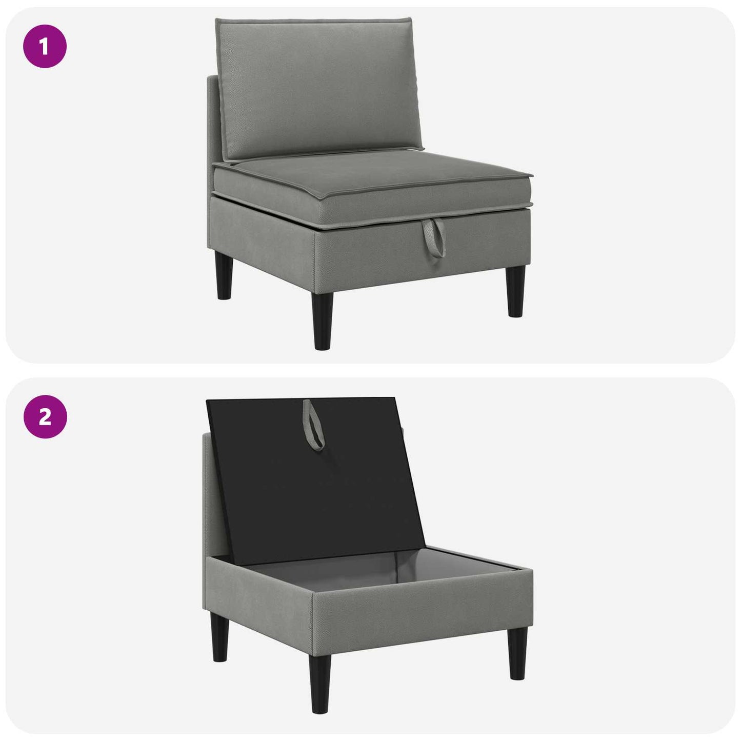 Middelse Sofa met Opbergruimte Donkergrijs Fluweel is nu te koop bij PeponiXL, paradijselijk wonen!