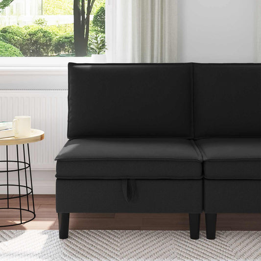Middelse Sofa met Opbergruimte Zwart Fluweel is nu te koop bij PeponiXL, paradijselijk wonen!