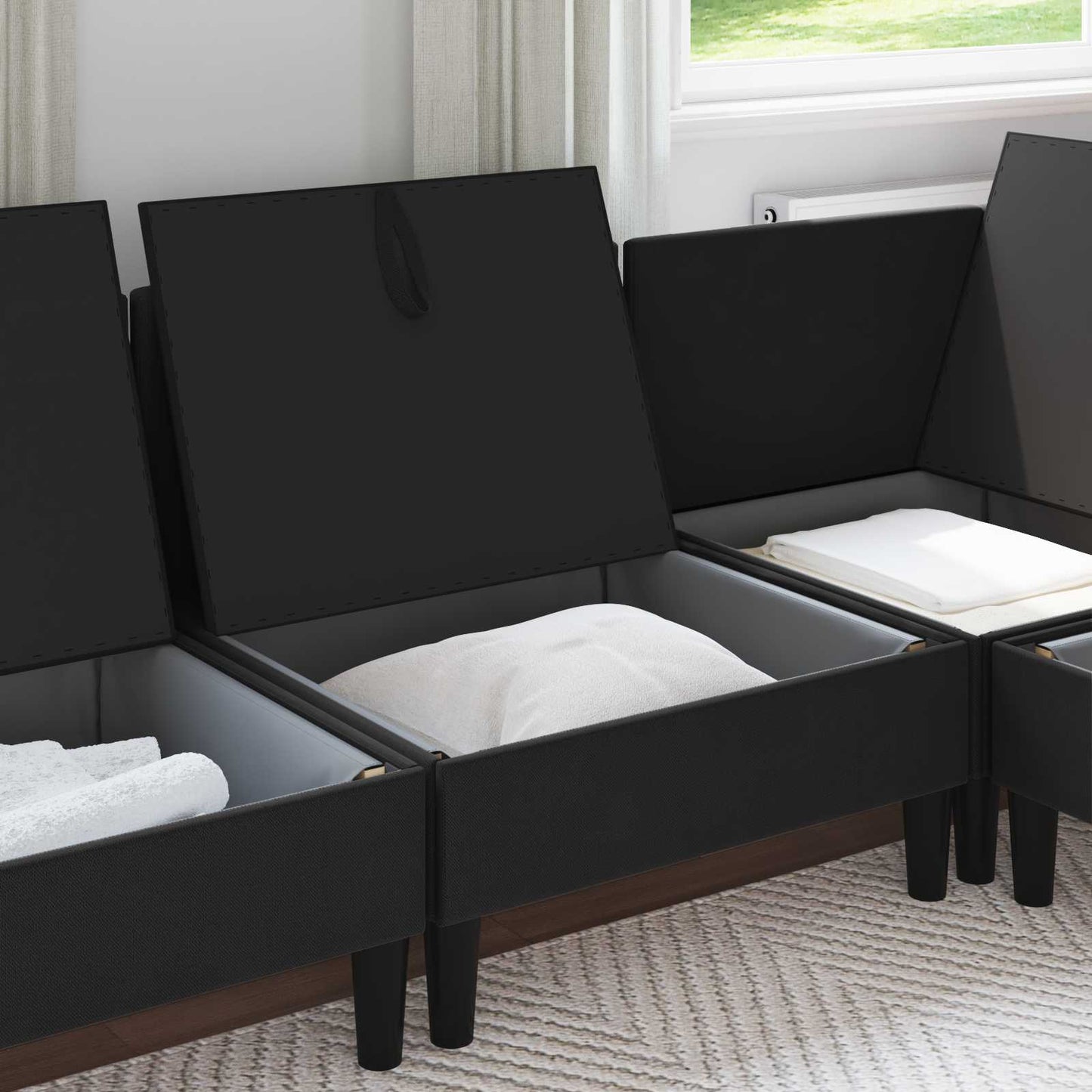Middelse Sofa met Opbergruimte Zwart Fluweel is nu te koop bij PeponiXL, paradijselijk wonen!