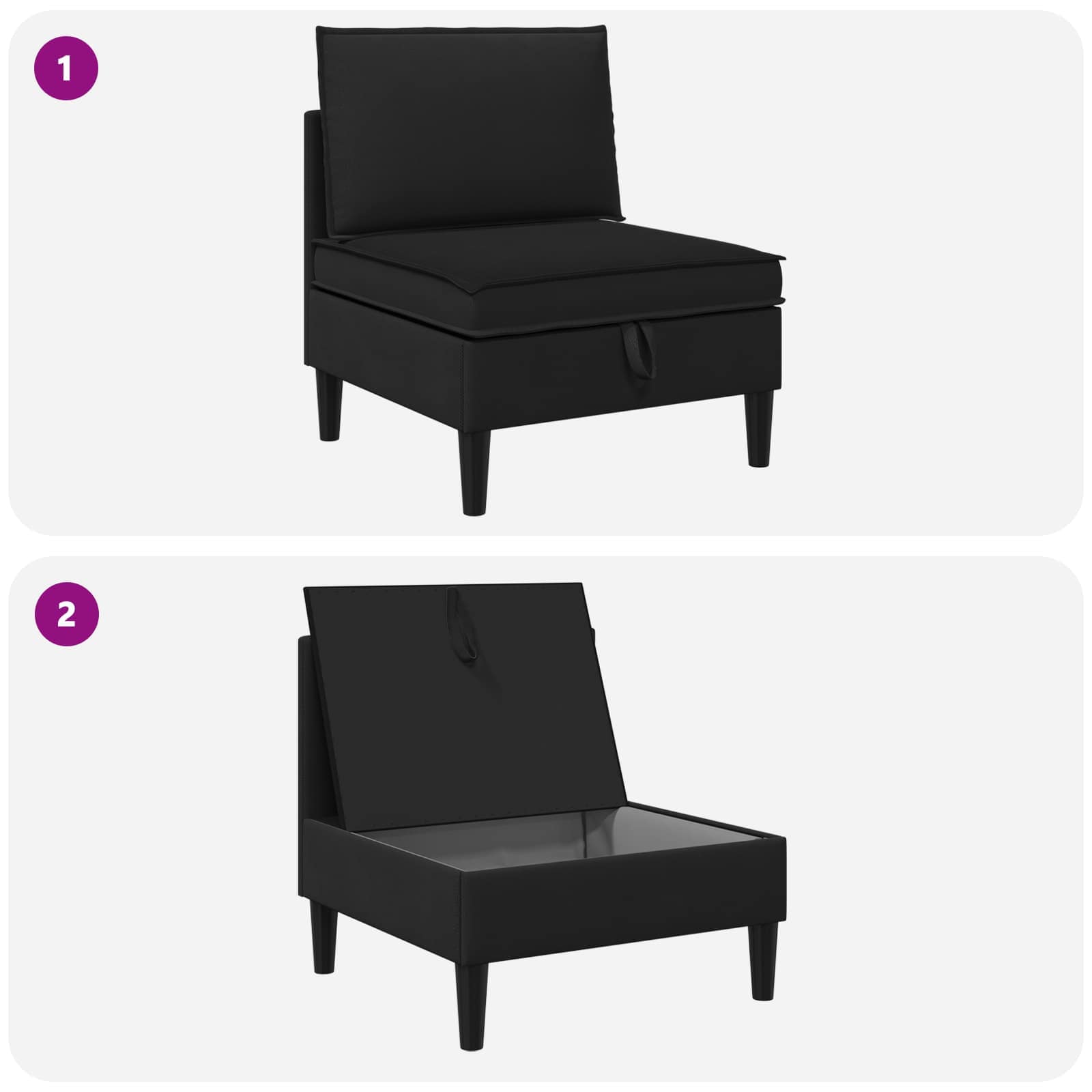 Middelse Sofa met Opbergruimte Zwart Fluweel is nu te koop bij PeponiXL, paradijselijk wonen!