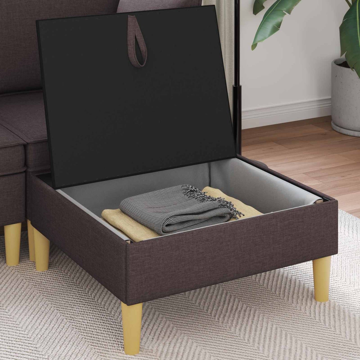 Sofa Kruk met Opslag Donkerbruin Stof is nu te koop bij PeponiXL, paradijselijk wonen!