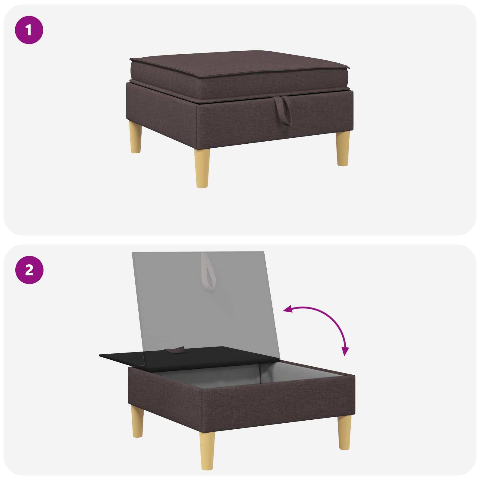 Sofa Kruk met Opslag Donkerbruin Stof is nu te koop bij PeponiXL, paradijselijk wonen!