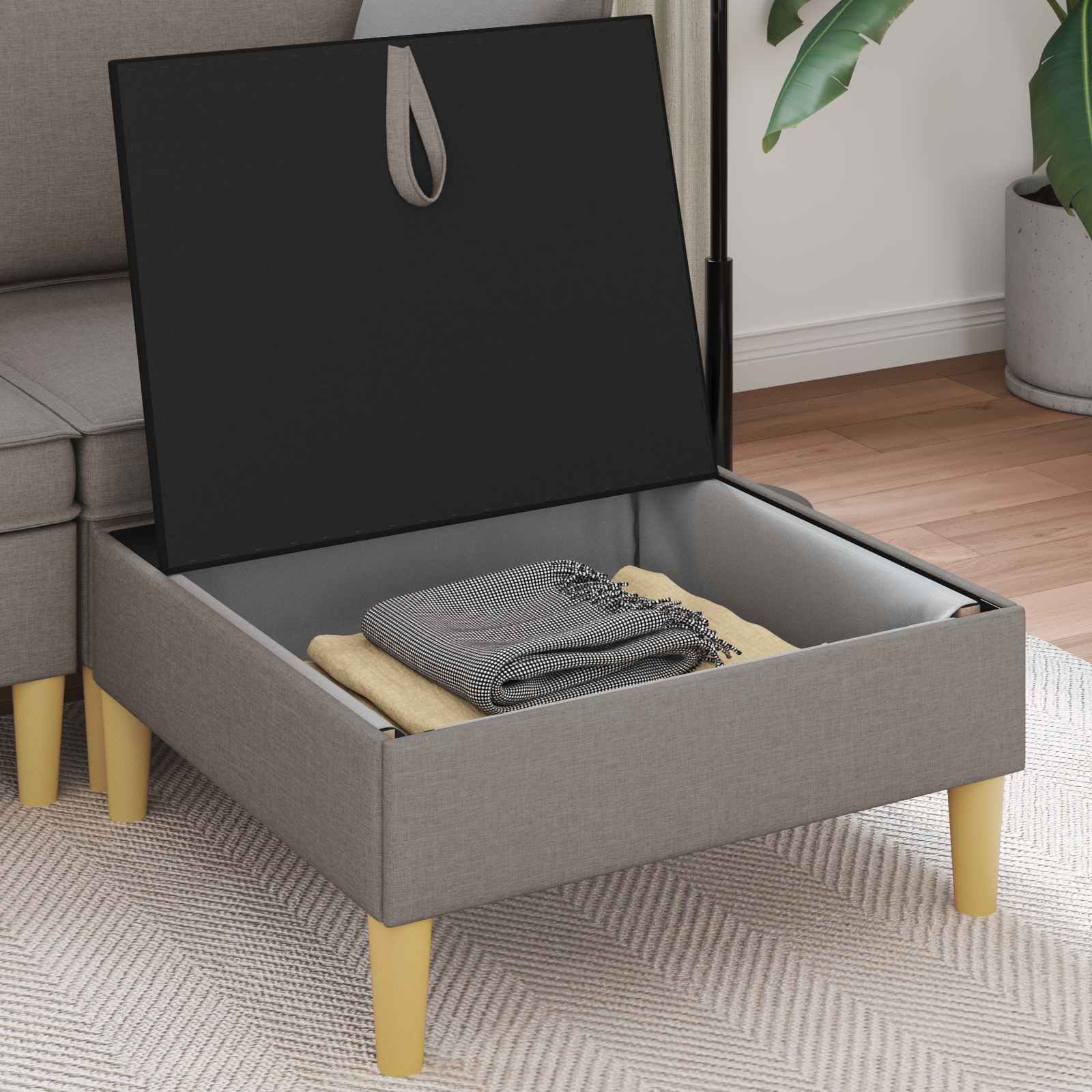 Sofa Kruk met Opslag Taupe Stof is nu te koop bij PeponiXL, paradijselijk wonen!