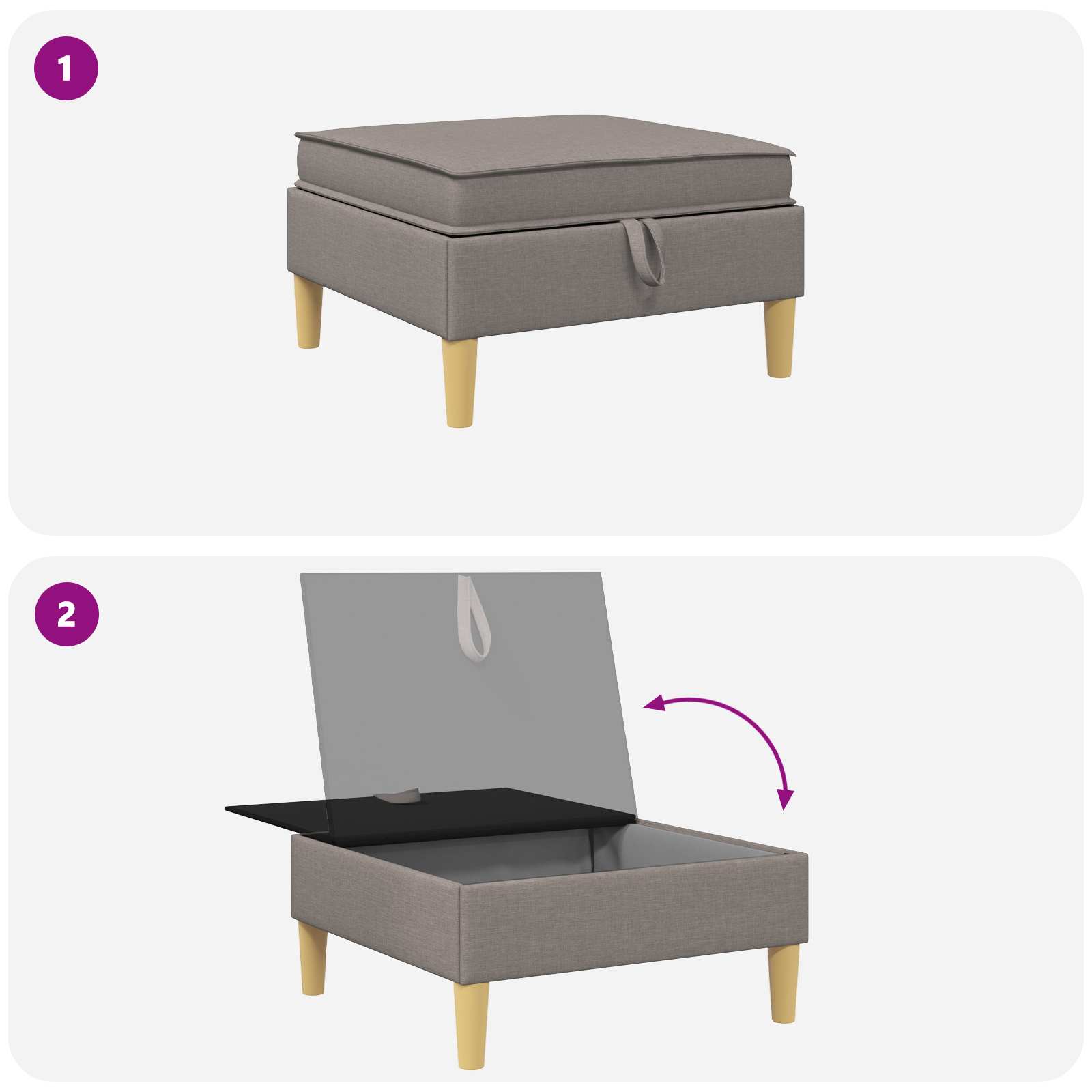 Sofa Kruk met Opslag Taupe Stof is nu te koop bij PeponiXL, paradijselijk wonen!