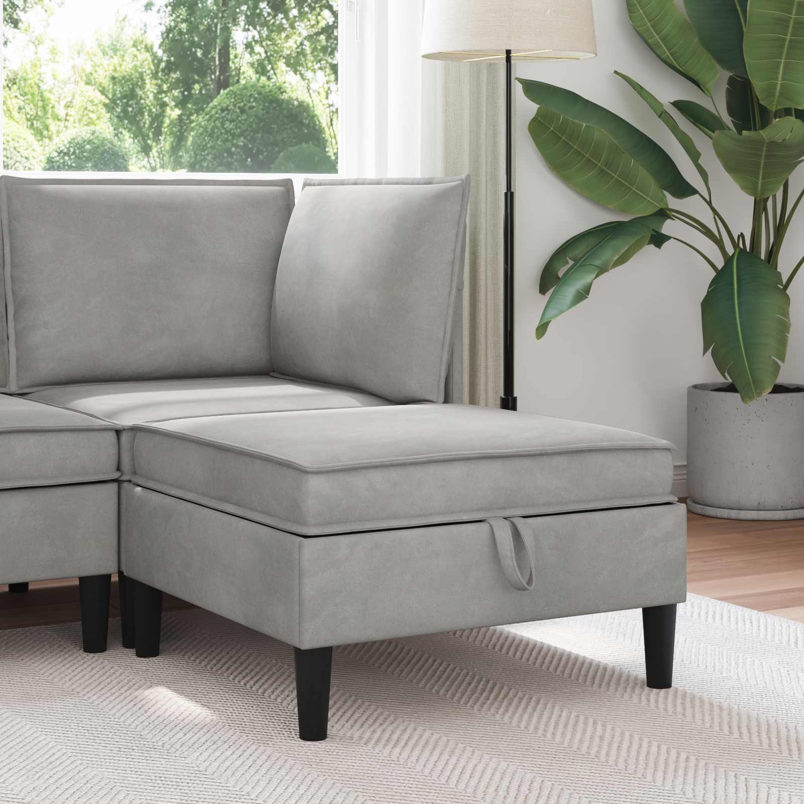 Sofa Kruk met Opslag Lichtgrijs Fluweel is nu te koop bij PeponiXL, paradijselijk wonen!