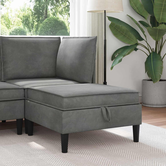 Sofa Kruk met Opslag Donkergrijs Fluweel is nu te koop bij PeponiXL, paradijselijk wonen!