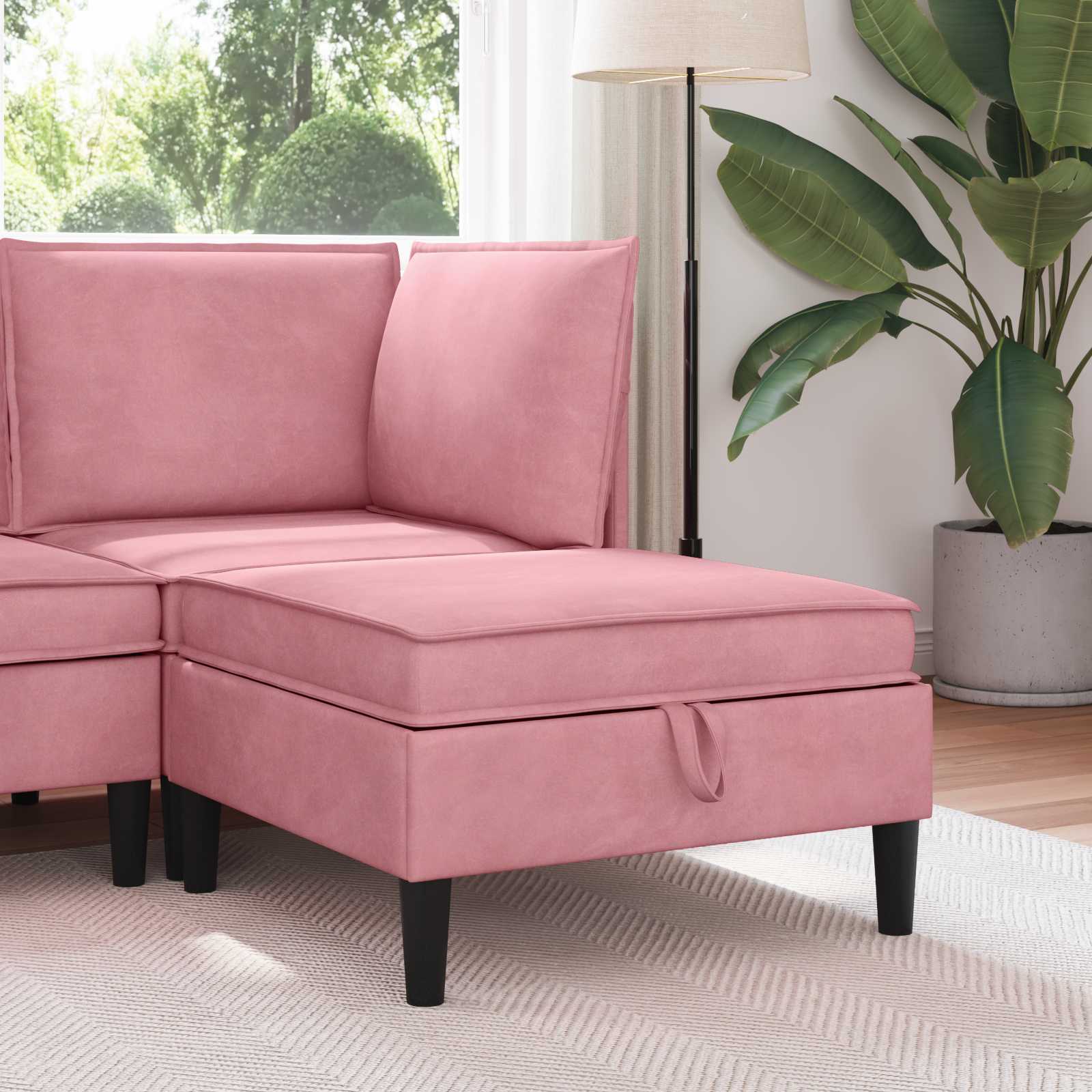 Sofa Kruk met Opslag Roze Fluweel is nu te koop bij PeponiXL, paradijselijk wonen!