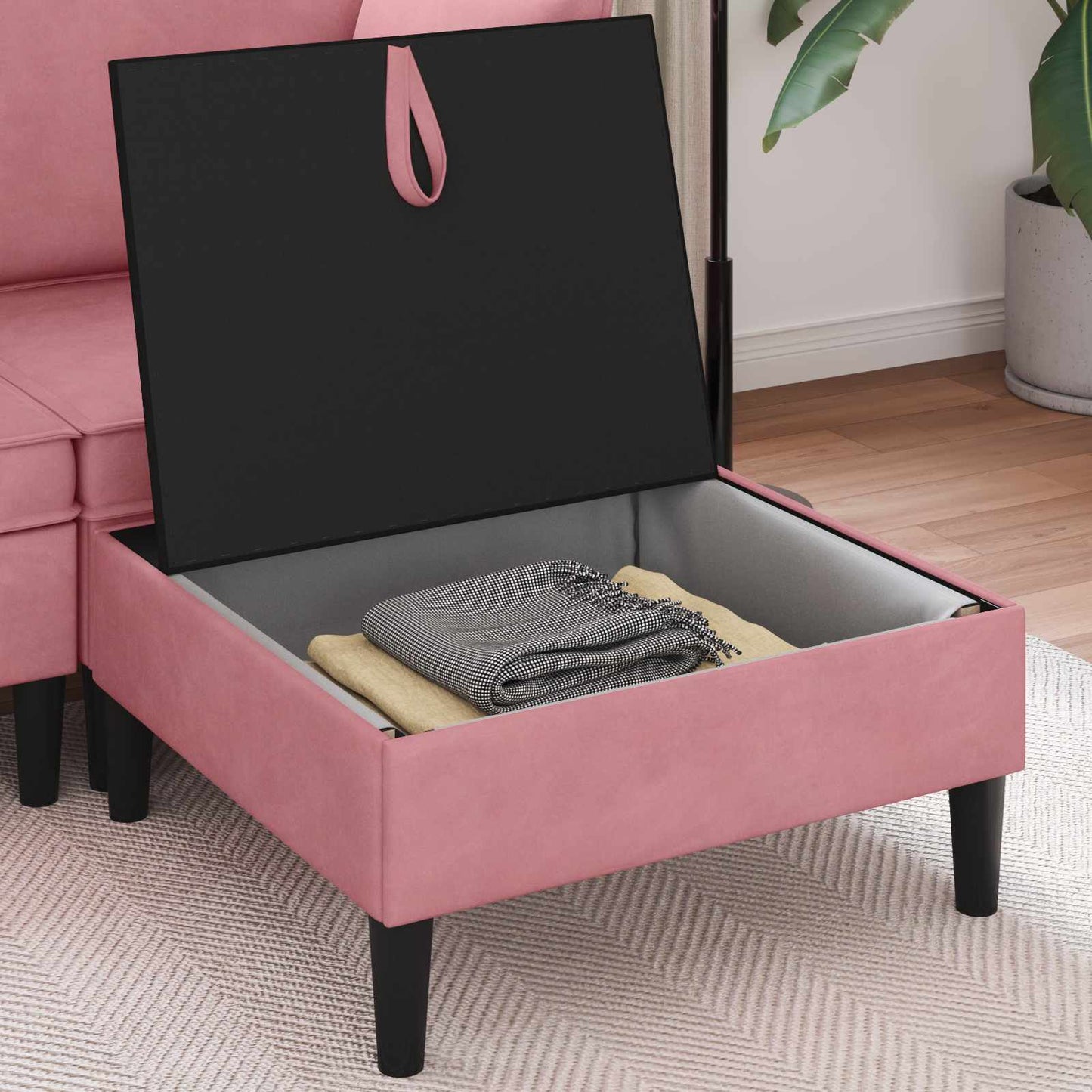 Sofa Kruk met Opslag Roze Fluweel is nu te koop bij PeponiXL, paradijselijk wonen!