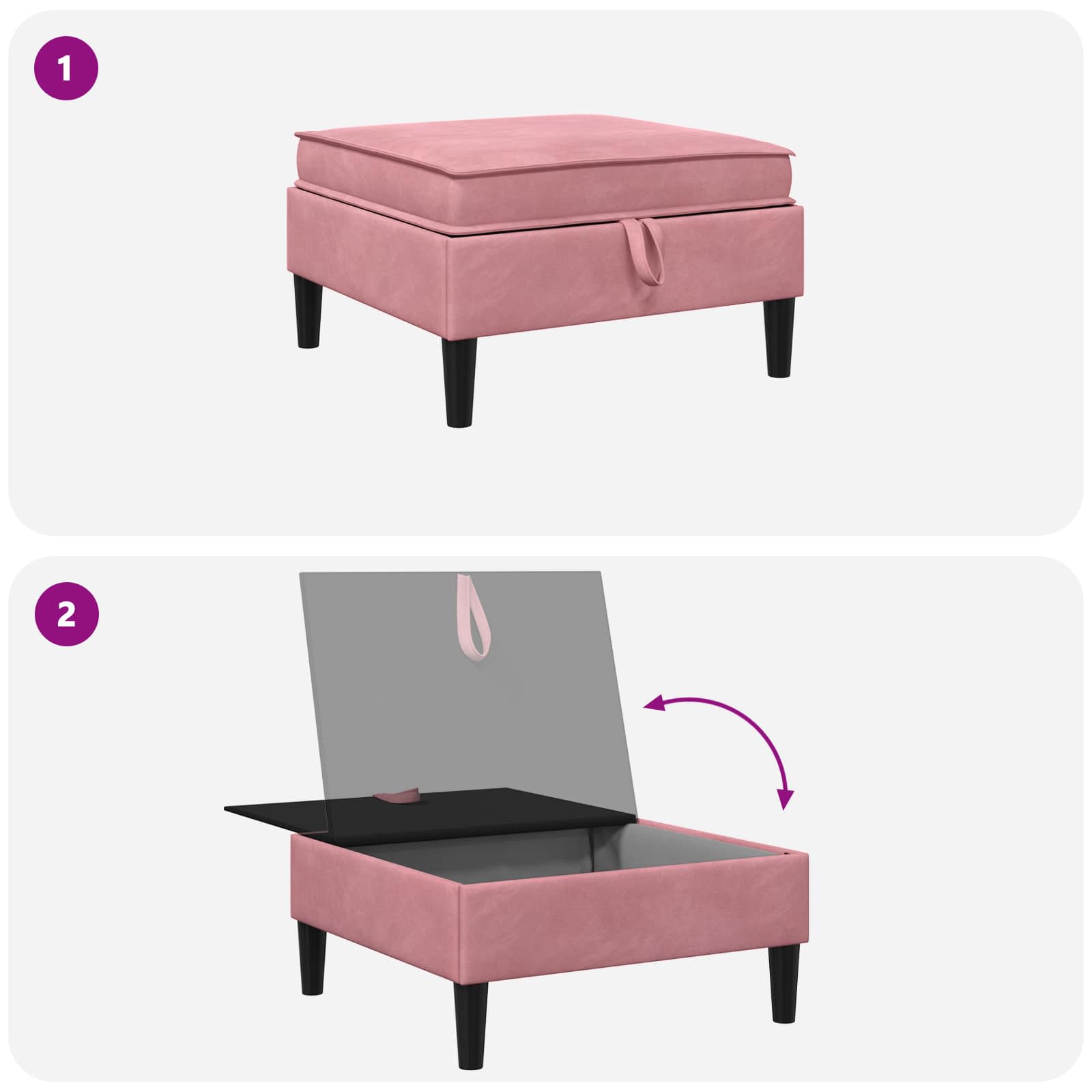 Sofa Kruk met Opslag Roze Fluweel is nu te koop bij PeponiXL, paradijselijk wonen!