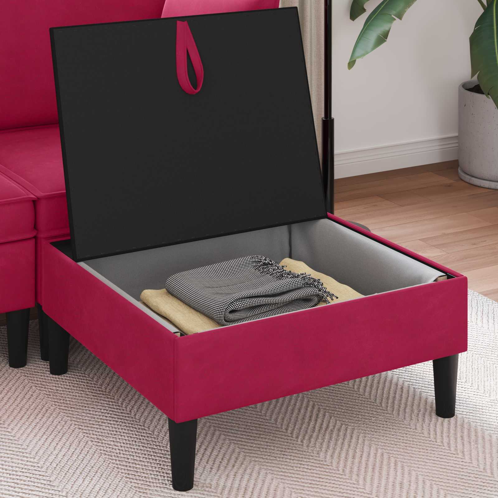 Sofa Kruk met Opslag Wijnrood Fluweel is nu te koop bij PeponiXL, paradijselijk wonen!