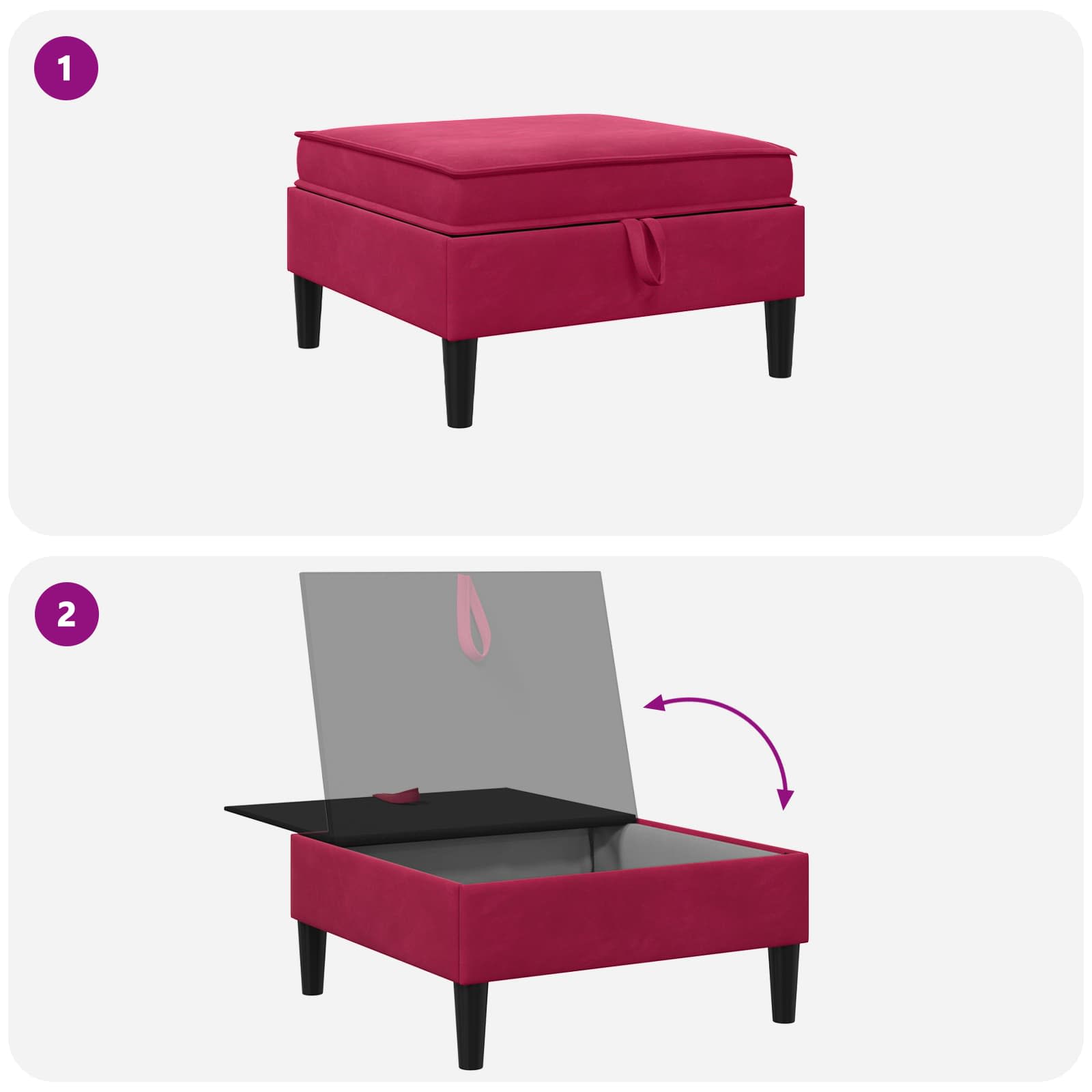 Sofa Kruk met Opslag Wijnrood Fluweel is nu te koop bij PeponiXL, paradijselijk wonen!