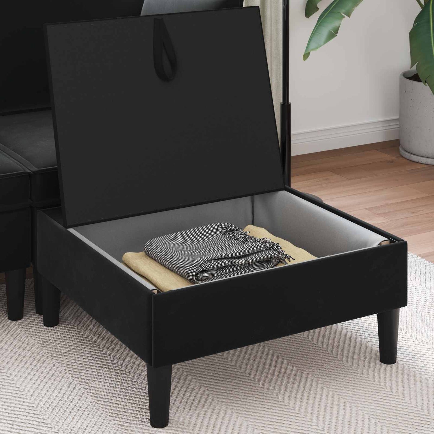 Sofa Kruk met Opslag Zwart Fluweel is nu te koop bij PeponiXL, paradijselijk wonen!
