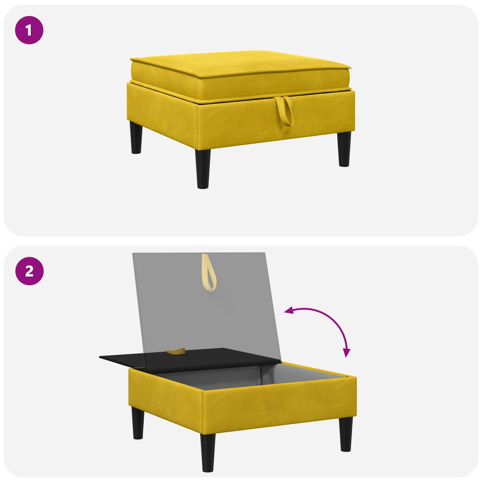 Sofa Kruk met Opslag Geel Fluweel is nu te koop bij PeponiXL, paradijselijk wonen!