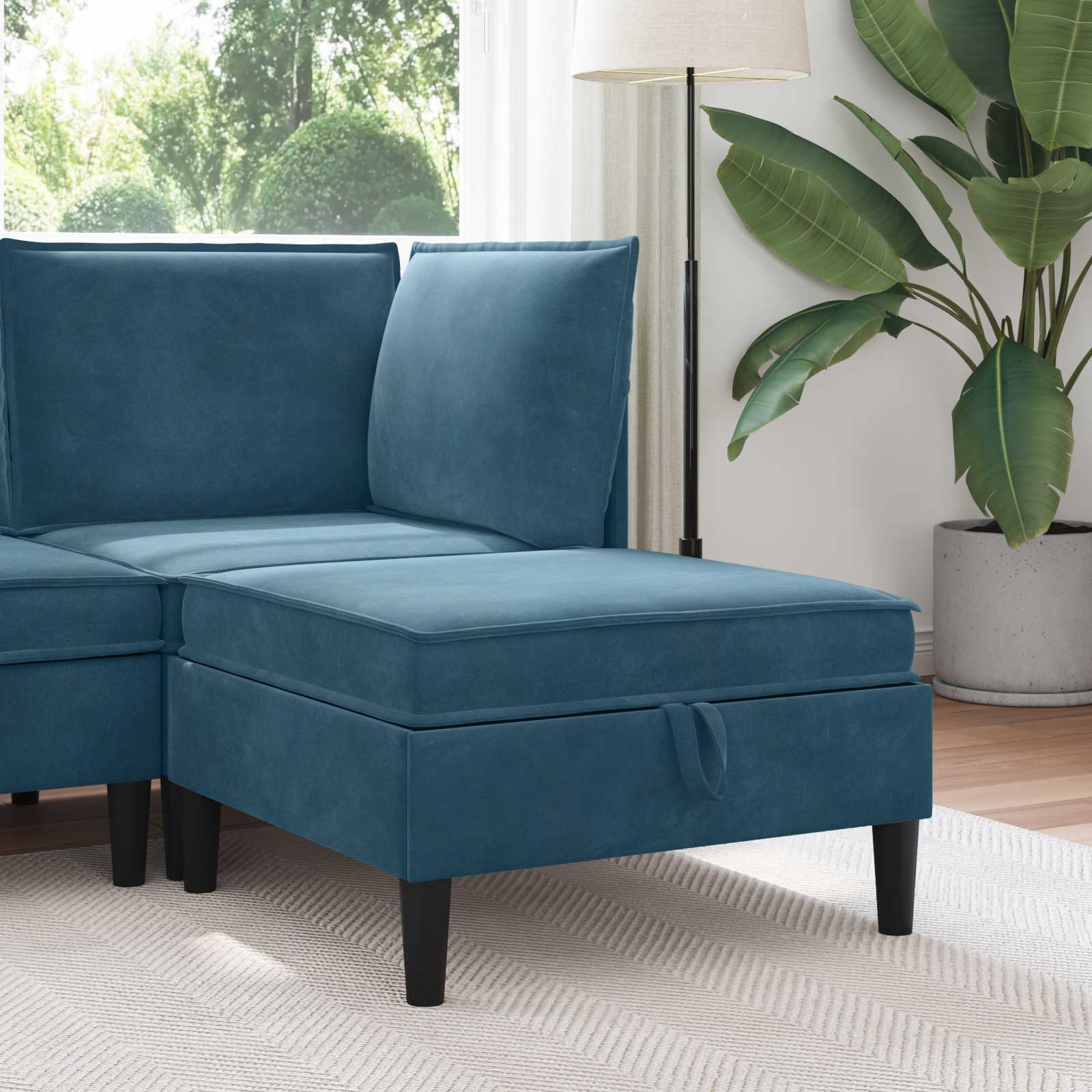 Sofa Kruk met Opslag Blauw Fluweel is nu te koop bij PeponiXL, paradijselijk wonen!
