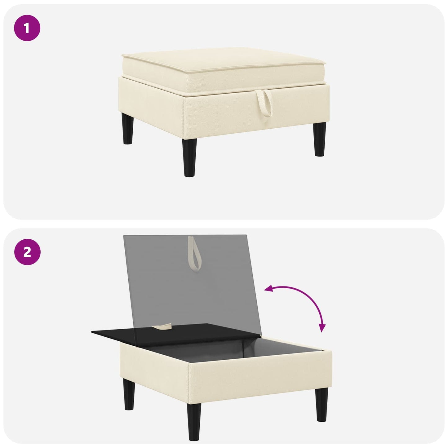 Sofa Kruk met Opslag Crèmekleurig Fluweel is nu te koop bij PeponiXL, paradijselijk wonen!