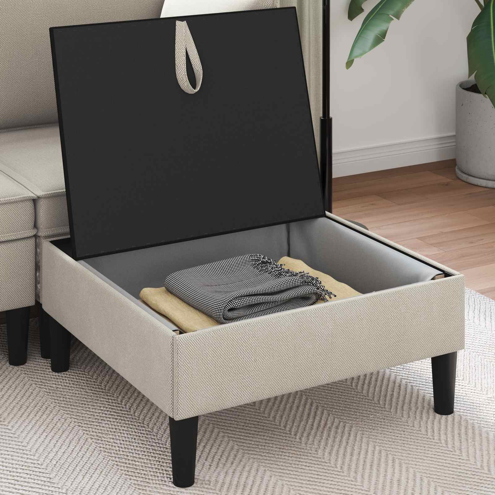 Sofa Kruk met Opslag Havermout Fluweel is nu te koop bij PeponiXL, paradijselijk wonen!