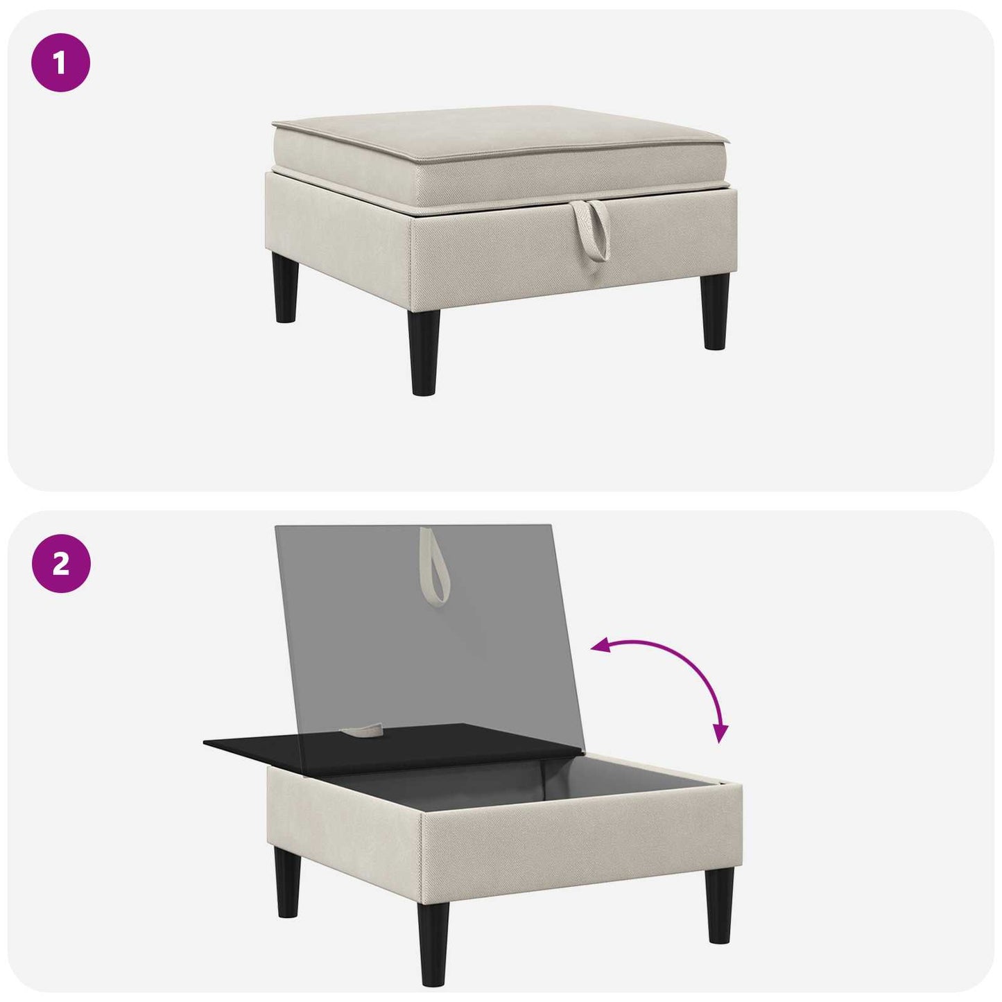 Sofa Kruk met Opslag Havermout Fluweel is nu te koop bij PeponiXL, paradijselijk wonen!