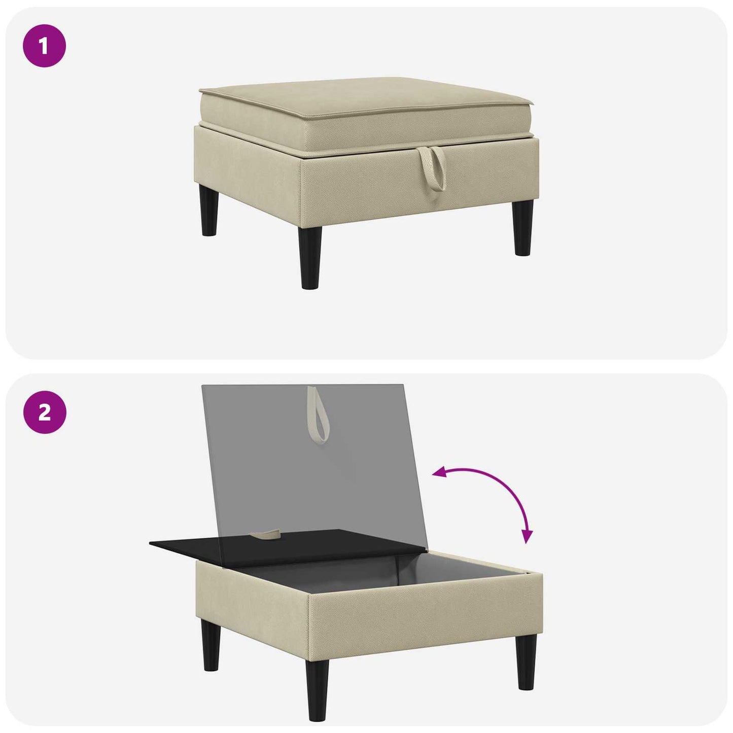 Sofa Kruk met Opslag Zand Fluweel is nu te koop bij PeponiXL, paradijselijk wonen!