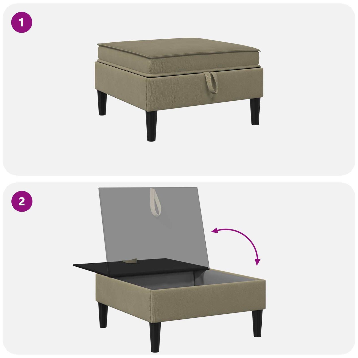 Sofa Kruk met Opslag Kaki Fluweel is nu te koop bij PeponiXL, paradijselijk wonen!