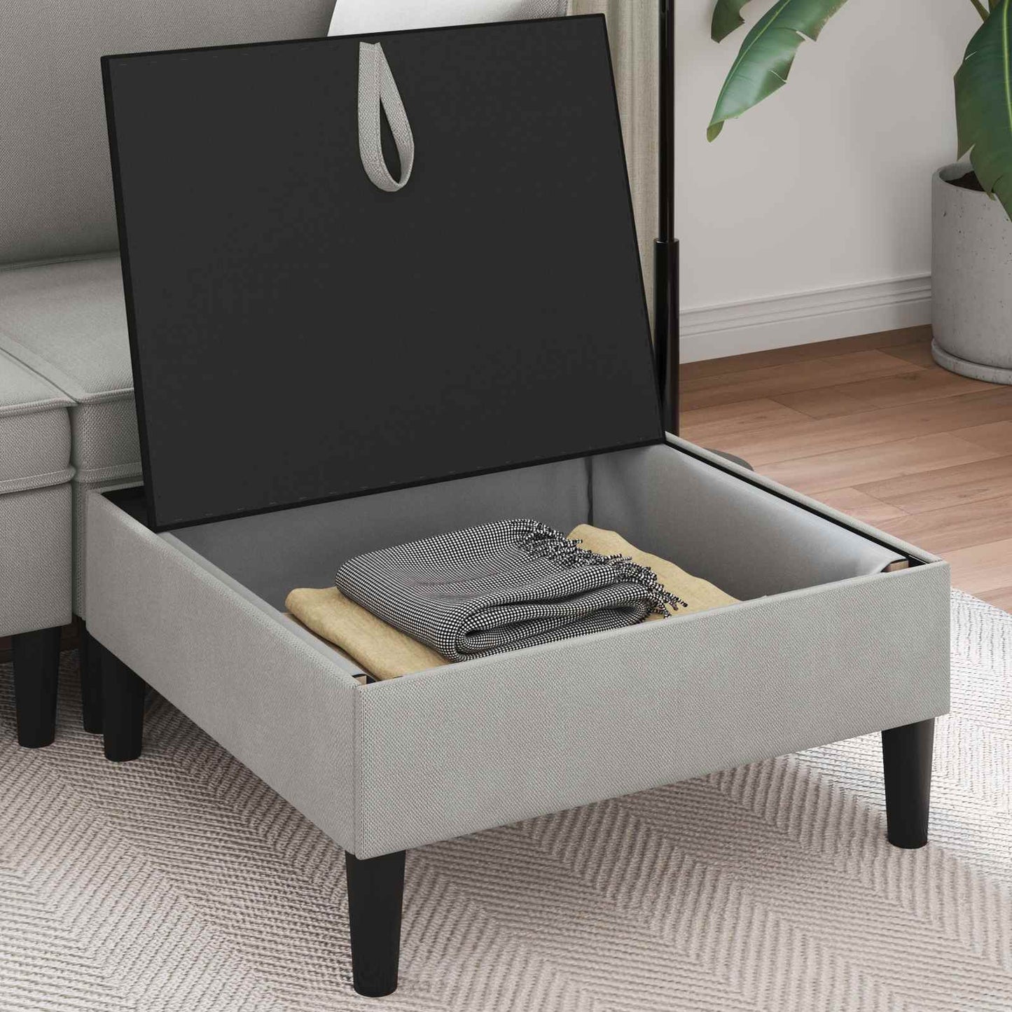 Sofa Kruk met Opslag Lichtgrijs Fluweel is nu te koop bij PeponiXL, paradijselijk wonen!
