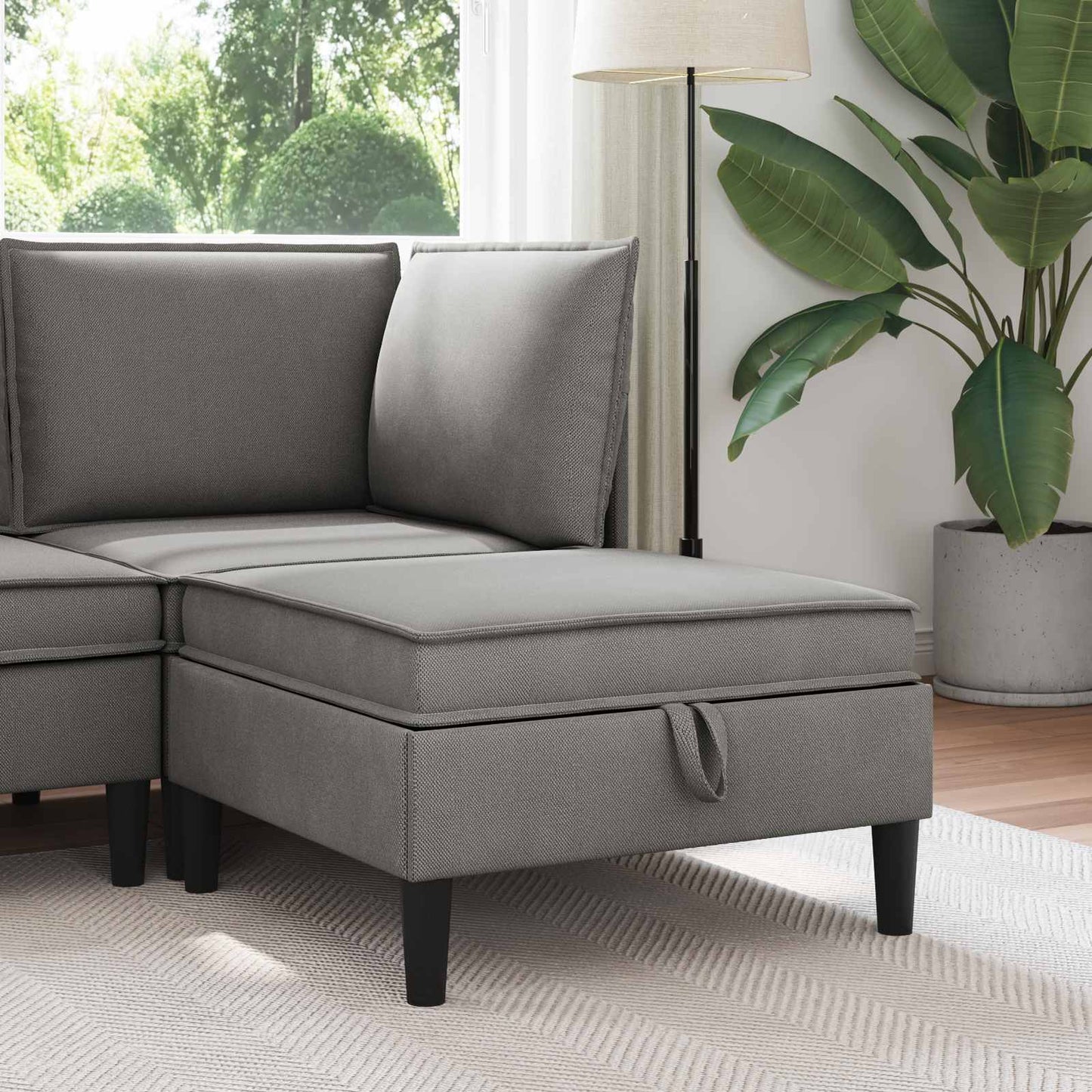 Sofa Kruk met Opslag Donkergrijs Fluweel is nu te koop bij PeponiXL, paradijselijk wonen!