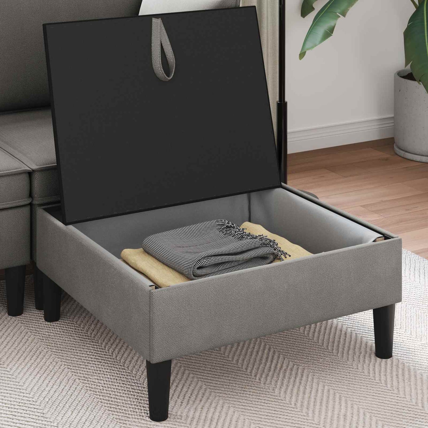 Sofa Kruk met Opslag Donkergrijs Fluweel is nu te koop bij PeponiXL, paradijselijk wonen!