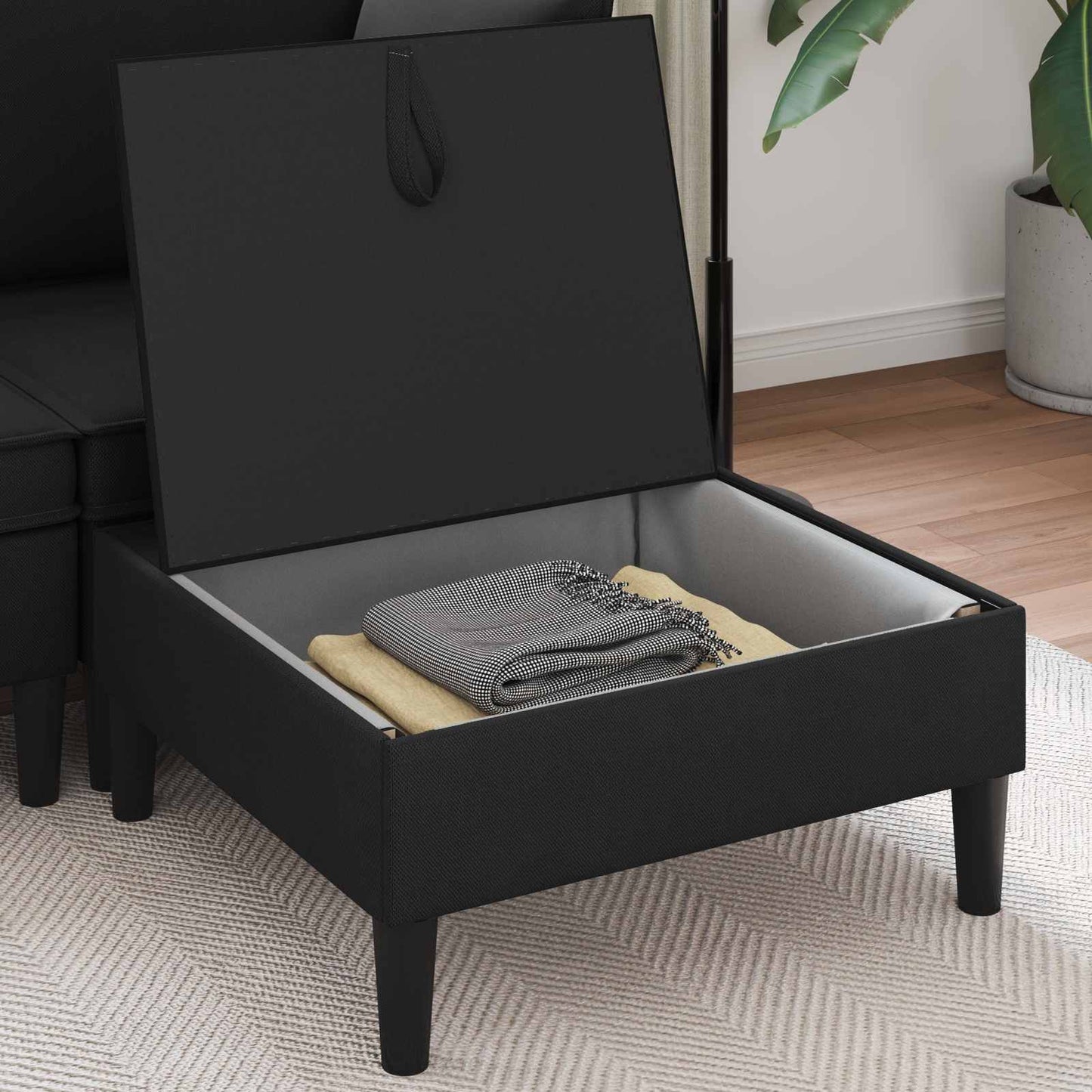 Sofa Kruk met Opslag Zwart Fluweel is nu te koop bij PeponiXL, paradijselijk wonen!