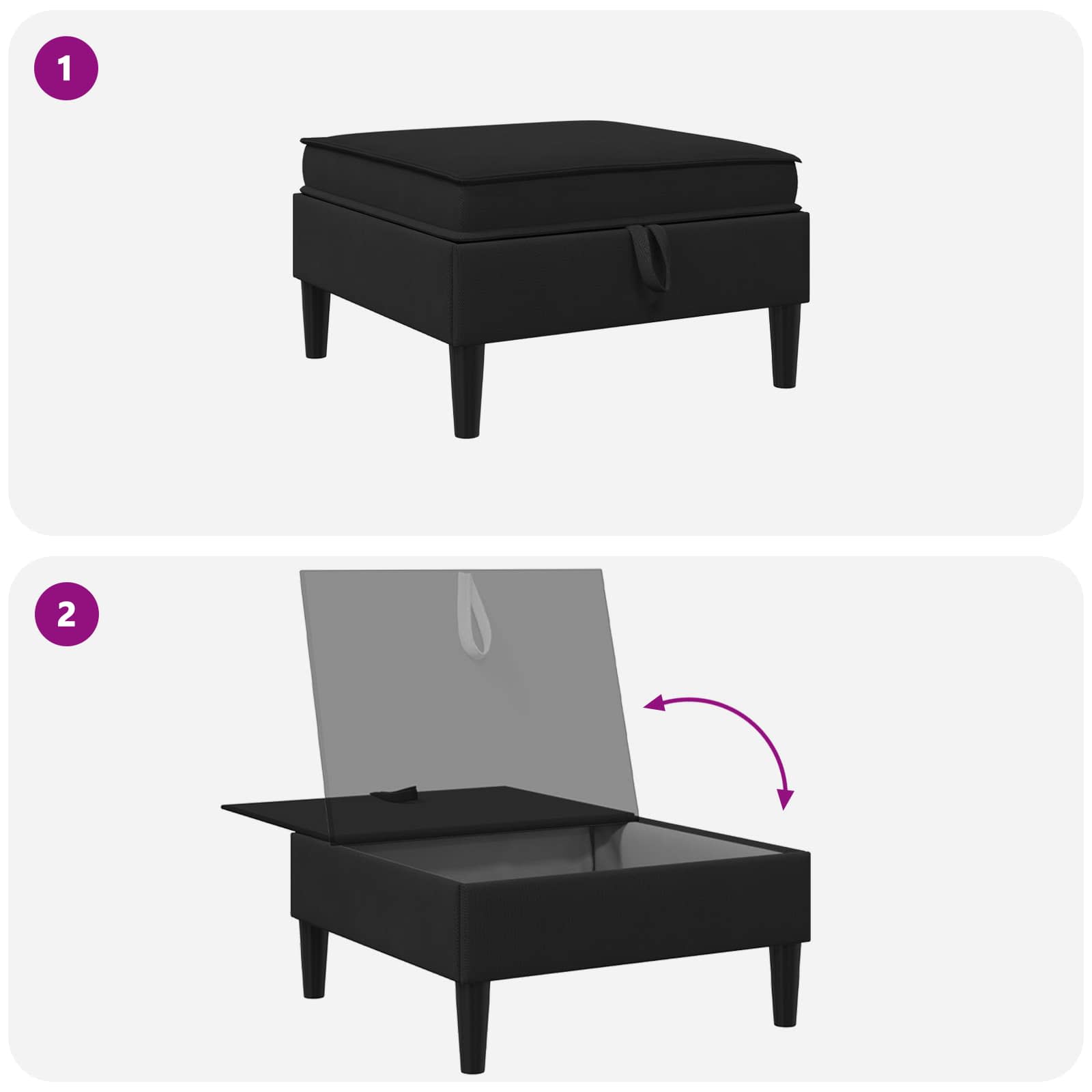 Sofa Kruk met Opslag Zwart Fluweel is nu te koop bij PeponiXL, paradijselijk wonen!