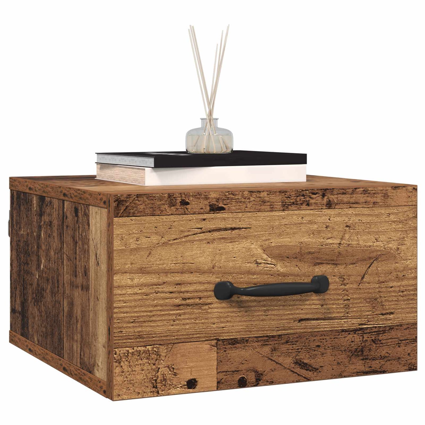Nachtkastje met lade Oud Hout 35 x 35 x 20 cm Bewerkt hout is nu te koop bij PeponiXL, paradijselijk wonen!
