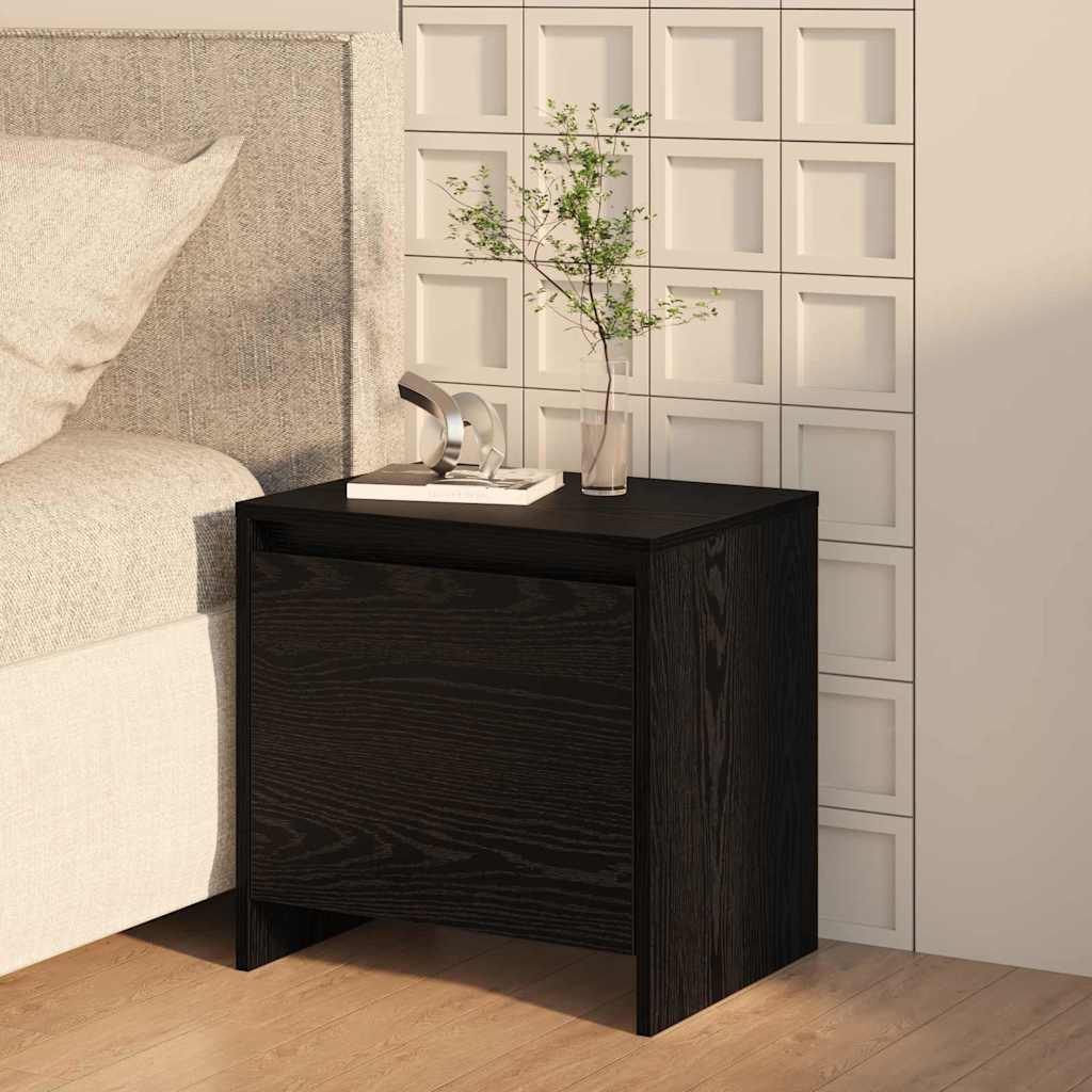 Nachtkastje Zwart Eiken 45 x 34 x 44,5 cm Bewerkt hout is nu te koop bij PeponiXL, paradijselijk wonen!